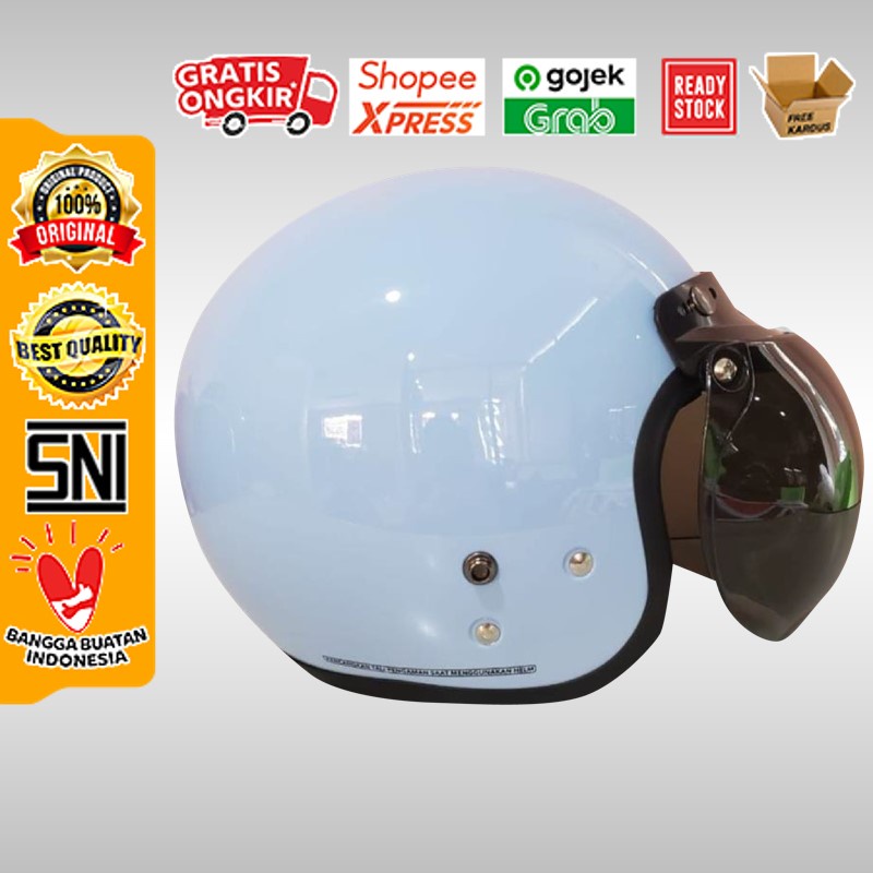 Helm Bogo Retro ANT Classico Biru + Kaca helm