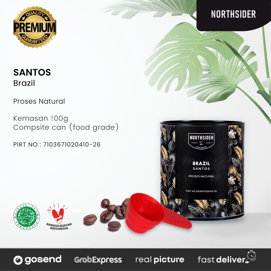 BIJI KOPI ARABIKA BRAZIL SANTOS NATURAL - 100GR NORTHSIDER COFFEE