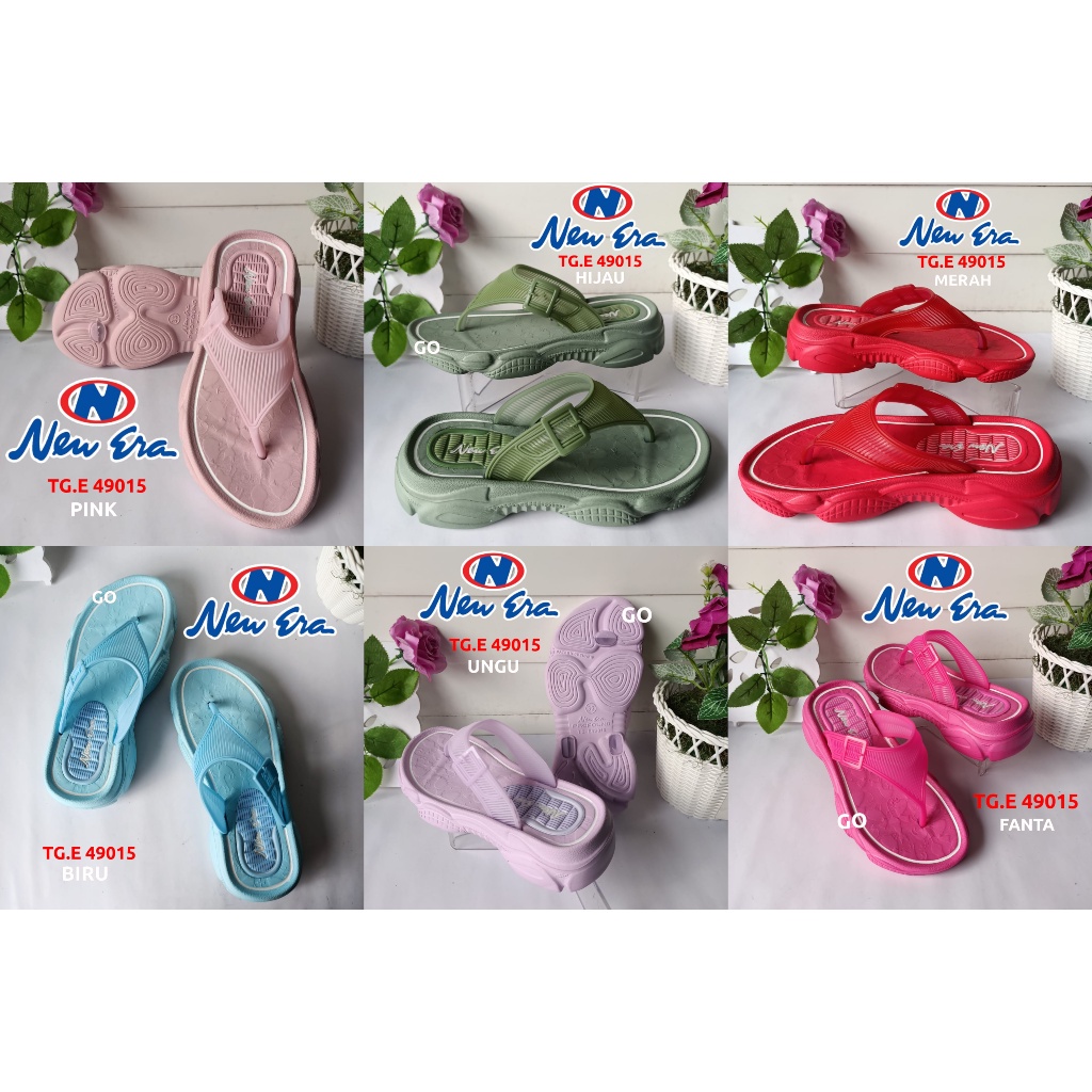 gos NEW ERA TK E 49015 Sandal Japit Wanita Sandal Wedgest Berkualitas Sandal Karet Anti Air terbaru Nyaman Kekinian