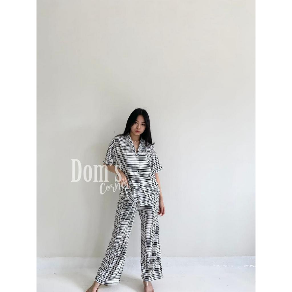 Domscorner - Vonda collar set - set rajut ala korea - set knit ala korea - blazer cardi - knit outer