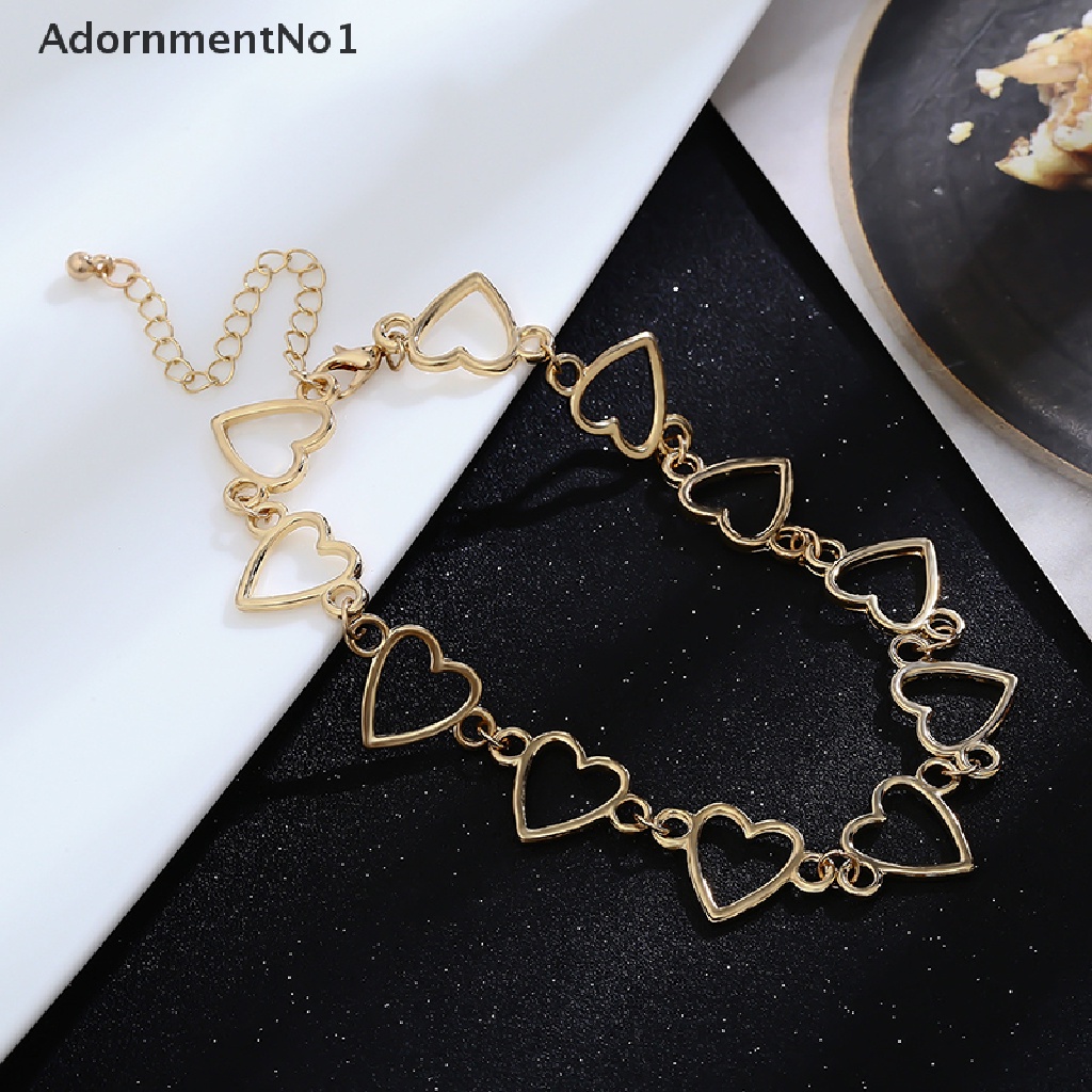 (AdornmentNo1) Kalung Choker Rantai Pendan Hati Hollow Gaya Punk