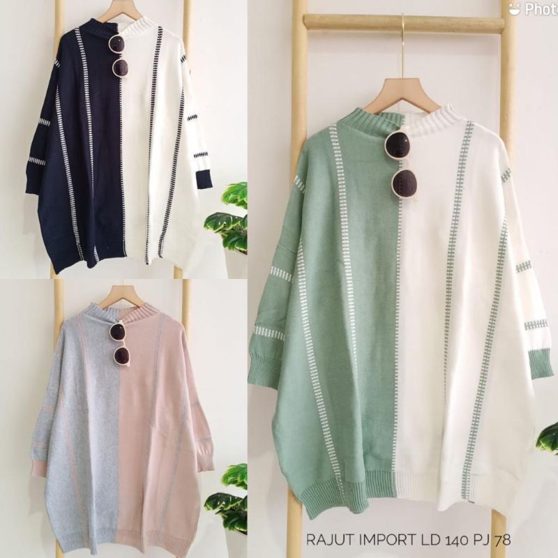 Kaos rajut import jumbo ld 140 cm