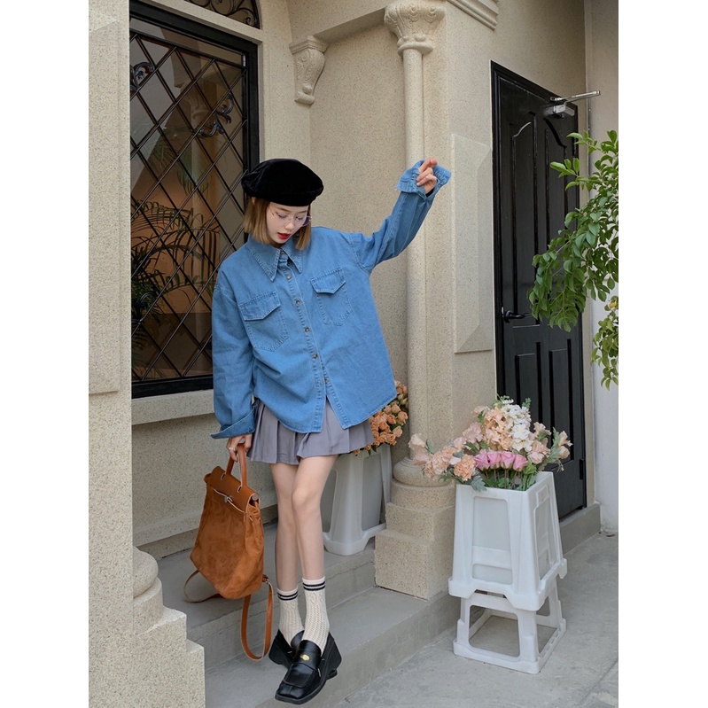 XIAOZHAINV Korean Style Lengan Panjang jaket Denim Wanita HW0055