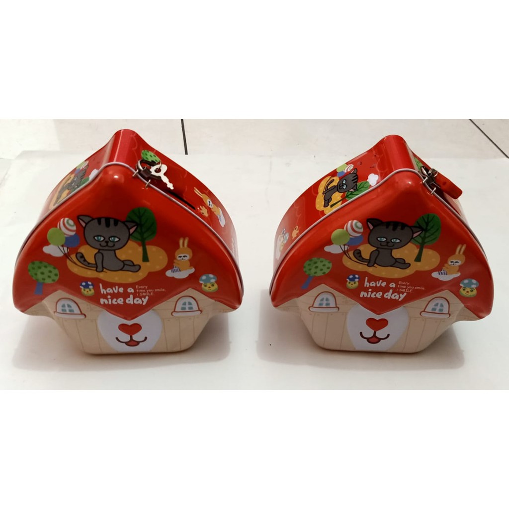 CELENGAN ANAK COIN BANK ANAK KALENG MOTIF RUMAH BERUANG LUCU UNIK KADO ULTAH rg29