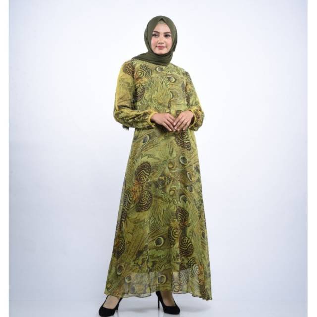 Gamis motif kain sifon jumbo busui