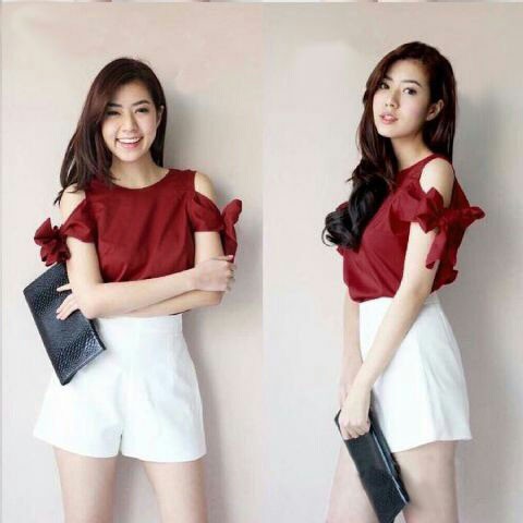[Blouse Molly varian warna  SW] blouse wanita wolly crepe PUTIH/MERAH/NAVY/MARON/TOSCA/SALEM