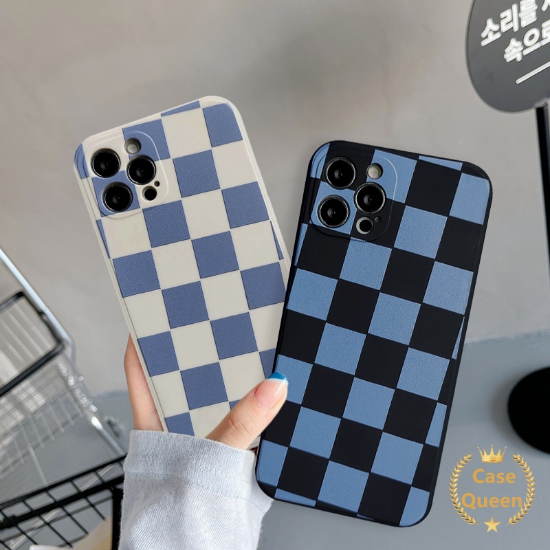 Casing Realme C31 C35 C21Y C15 C11 2021 C25 C25s C25Y C12 8 8pro 7 7i 5i 6i 6 C21 C17 C11 2020 C3 5 5s Motif Kotak-Kotak Hitam Putih