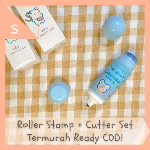 

[simplyshop] Stamp Roller / Stempel Roll Thermal Paper Sticker Correction Fluid + Cutter Box Opener 2 in 1 Pelindung Data Privasi Identitas Paket Kertas Stiker 9SELU Penghapus Resi