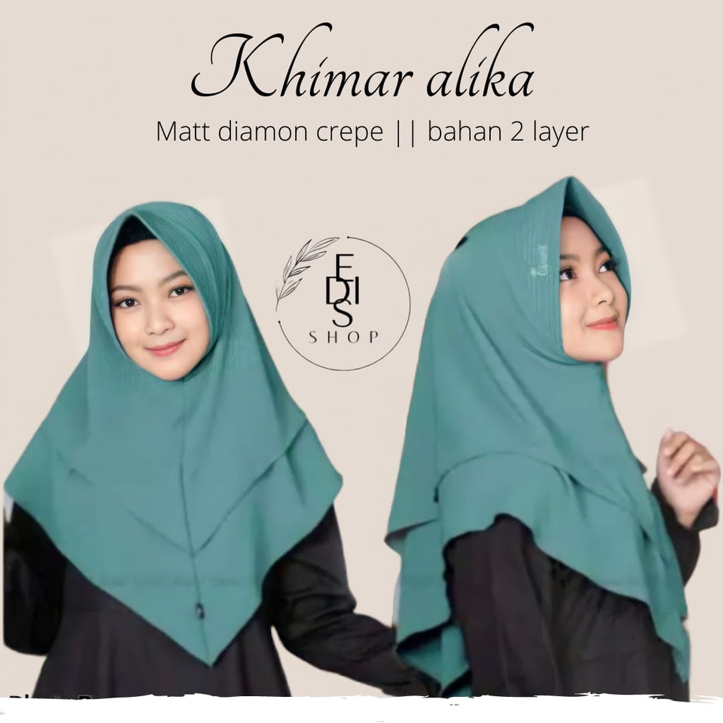 Khimar dua layer pet / hijab instan / jilbab 2 layer mini/ jilbab alika diamon termurah