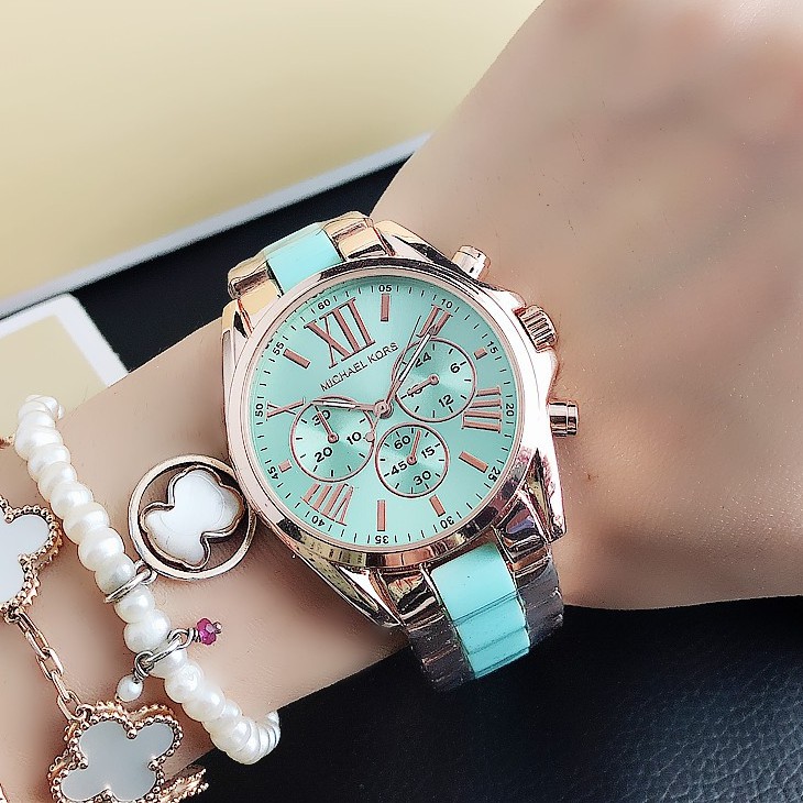 ✅COD MK Michael Kors Jam Tangan Quartz Dengan Strap Keramik Women Ceramics Watch INS Tiktok Hot-Hijau