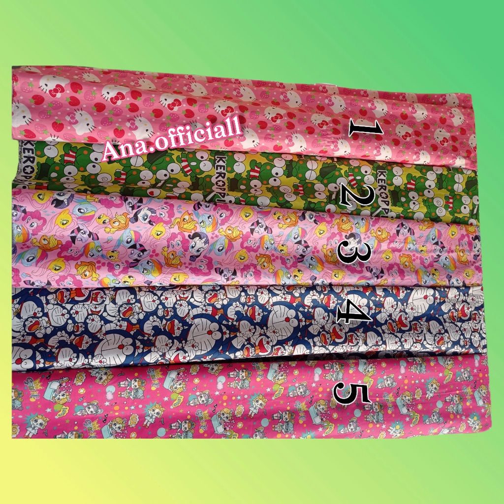 Bahan Kain Piyama Sprei Disperse Motif Karakter Kartun Anak Meow Sleep Katun Microtex 0.5 Meteran