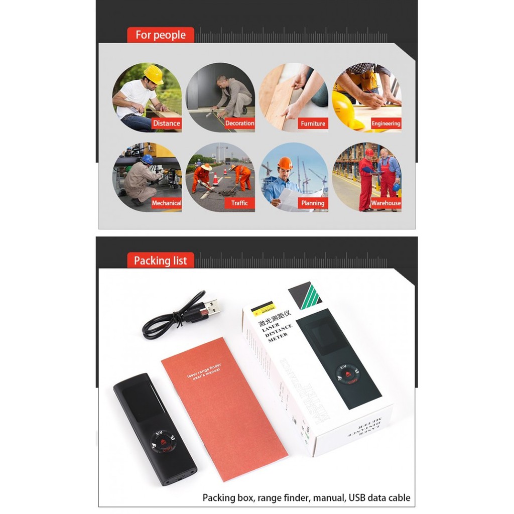 JQ-40 - Handheld 40M Laser Rangefinder Distance Meter with LCD Display