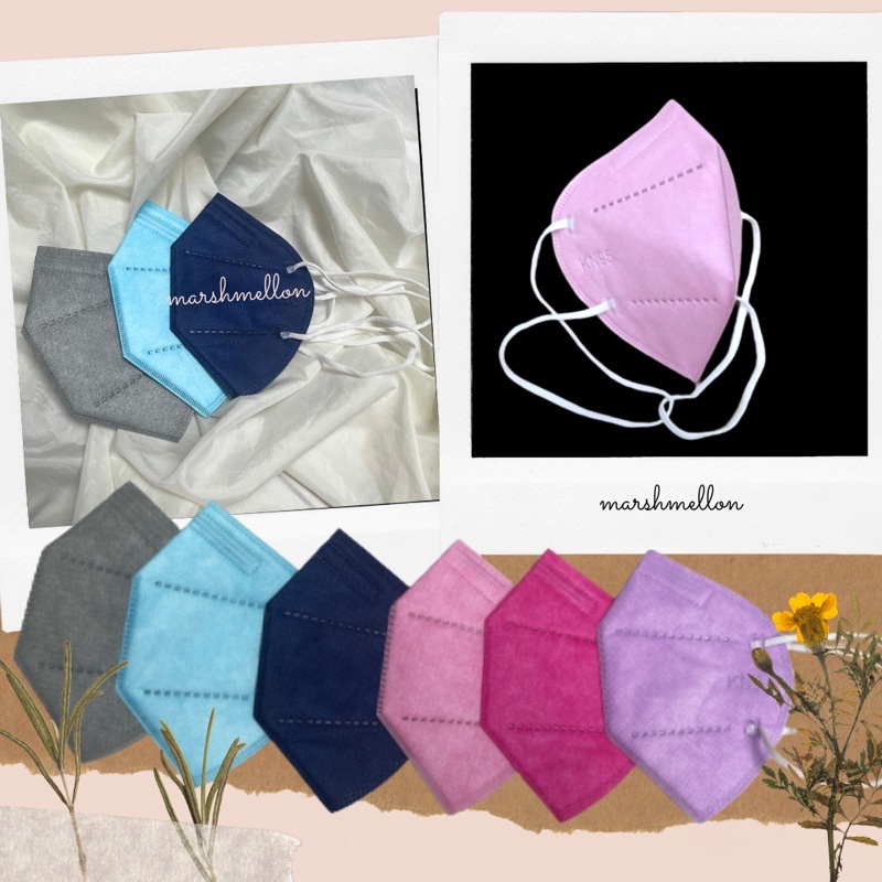 Masker Headloop Hijab KN95 Disposable Mask (Satuan) Warna Warni Pink Navy Biru Abu Putih Lilac Ungu 
