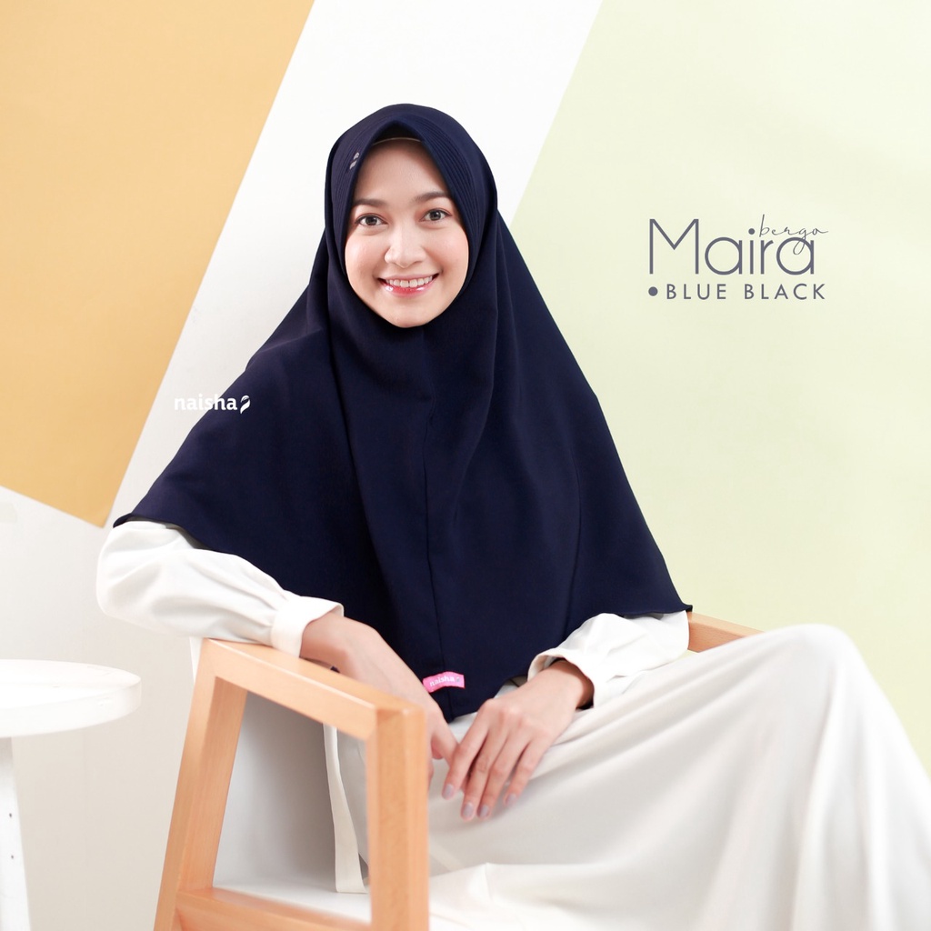 Naisha Official - Maira Bergo Pad Syar'i Instan Daily Khimar Muslimah-Blue Black
