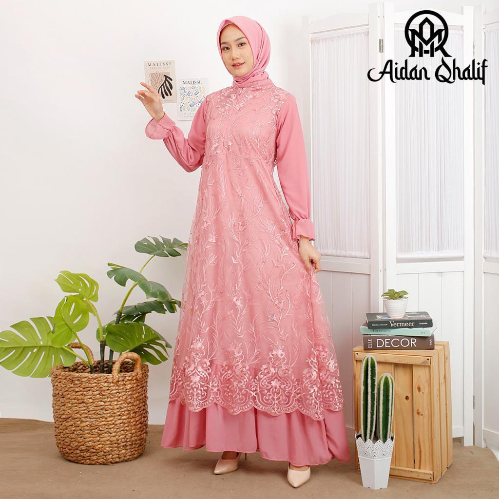 Dress Gamis Kebaya Cantik Modern Mix Ceruty Babydoll Gamis pesta Gaun Pesta Kondatangan Wanita Mewah By Laquse_kebaya2