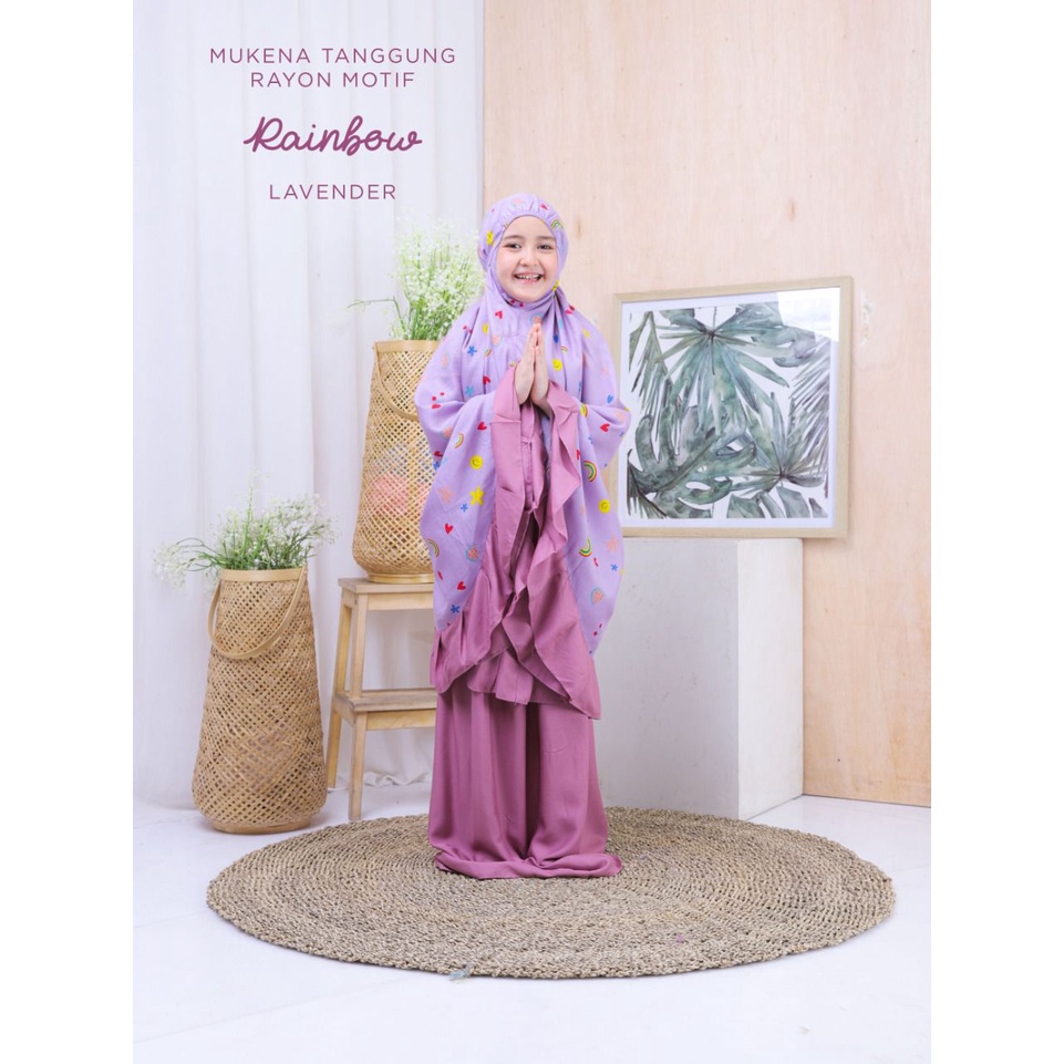 MUKENA BALI TASIK - MUKENA ANAK TANGGUNG RAYON MOTIF RAINBOW