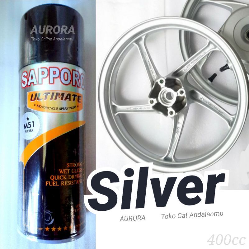 Cat pilok Silver Metalik Sapporo Ultimate Silver M51* Siver Silver Metalik Aksesoris Mobil