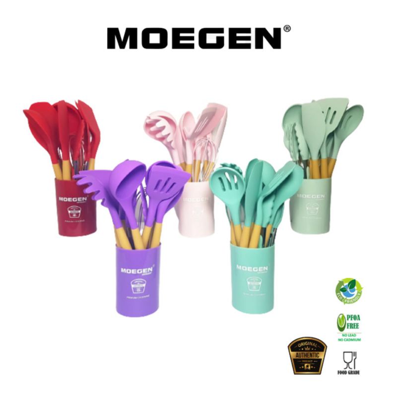 ORIGINAL MOEGEN Germany 12 pcs silicone kitchen utensils set / spatula silicone /sodet silicone / utensils turner / sutil silicone anti gores