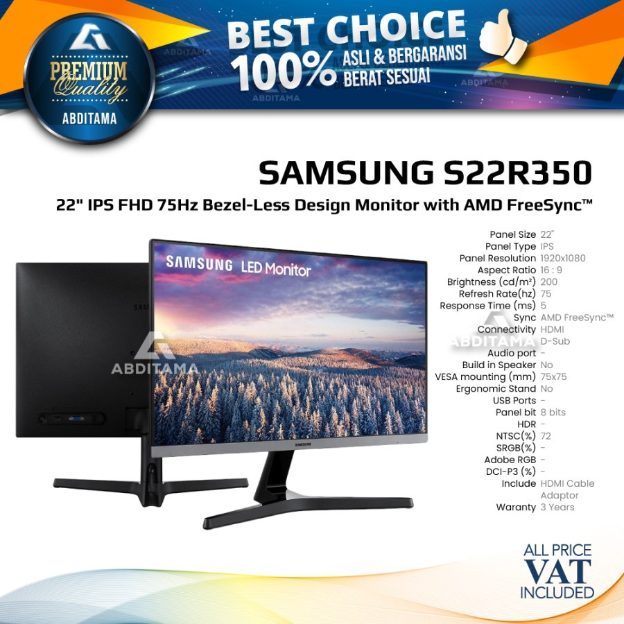 Monitor LED Samsung S22R350 22" IPS 75Hz HDMI VGA Freesync