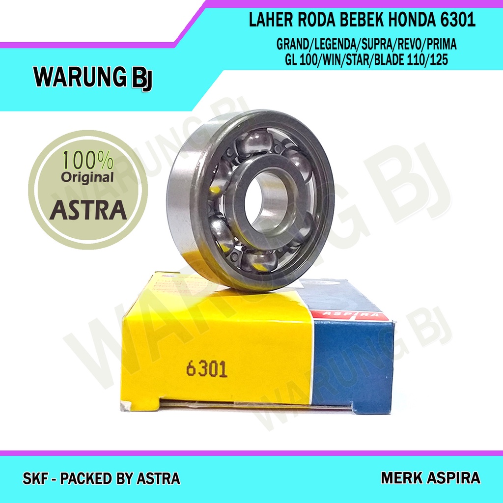 Bearing Laher Roda Depan Dan Belakang Honda Supra Grand Legenda Revo Blade | Aspira 6301