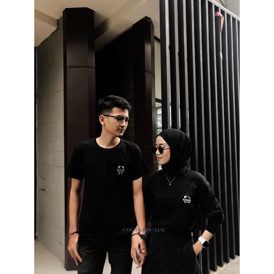 MYSTIQUE.ID-BAJU KAOS COUPLE CAT SIMPLE T-SHIRT LUCU DAN AESTHETIC