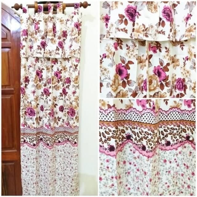 Gorden Motif Bunga 85 x 185 cm - Tirai Jendela Gordyn Hordeng Shabby