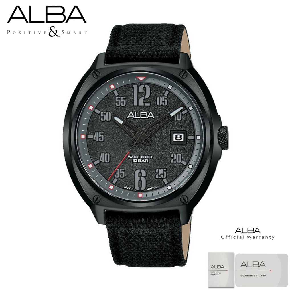 Alba Pria AS9J37 Jam Tangan Pria Alba Active AS9J37X1 Quartz Leather Strap