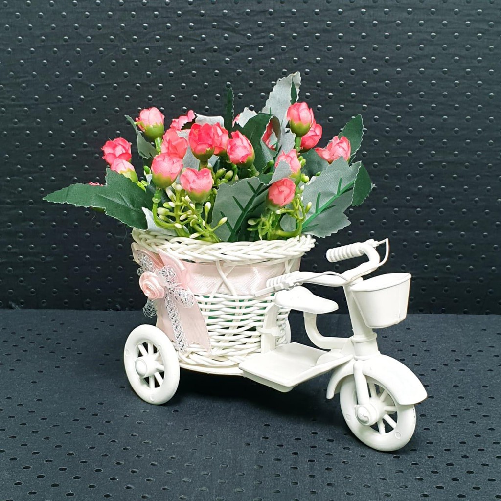 Bunga Pajangan - Bunga Hias Plastik - Bunga Dekorasi - Tanaman artifisial Pot Sepeda Mini