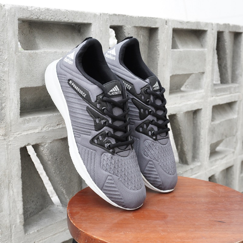 (BISA COD) Sepatu Pria Sport Casual Unisex Adidas Alphabounce Bisa Dipake Lari Senam Bahan Mesh Canvas Hitam Running Casual Keren Santai