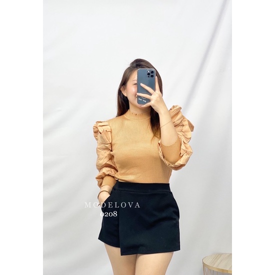 MDLV ~ BM 0208 KNIT PUFF TOPS // ATASAN LENGAN PANJANG // FASHION IMPORT WANITA