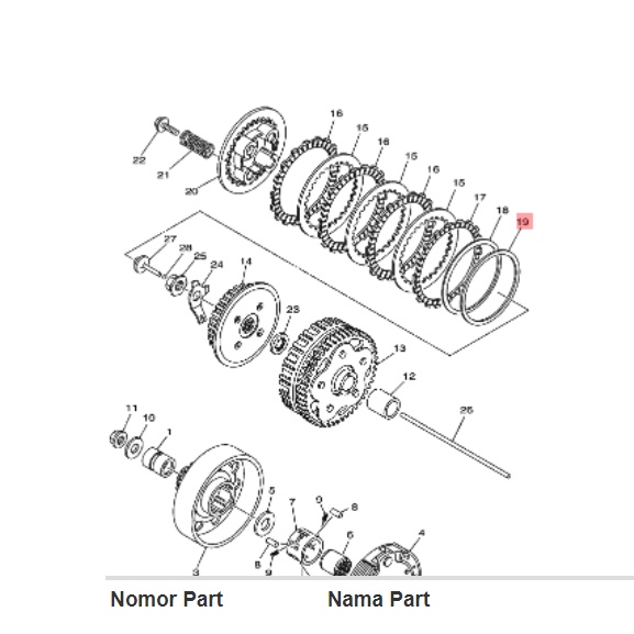 RING PLAT KOPLING JUDER KECIL BELAKANG RATA JUPITER MX 135 LAMA NEW 55S 4 SPEED ORIGINAL YGP 1S7-E6384-00