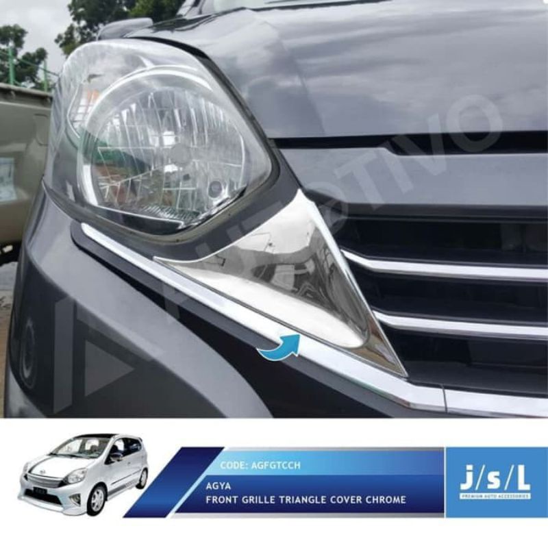 Grill depan Toyota Agya segitiga chrome jsl