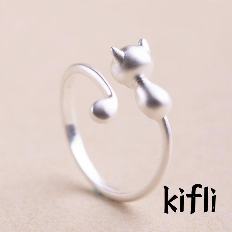 Cincin Model Terbuka Desain Telinga,Kucing Lucu,Gaya Simple Adjustable,Untuk Wanita