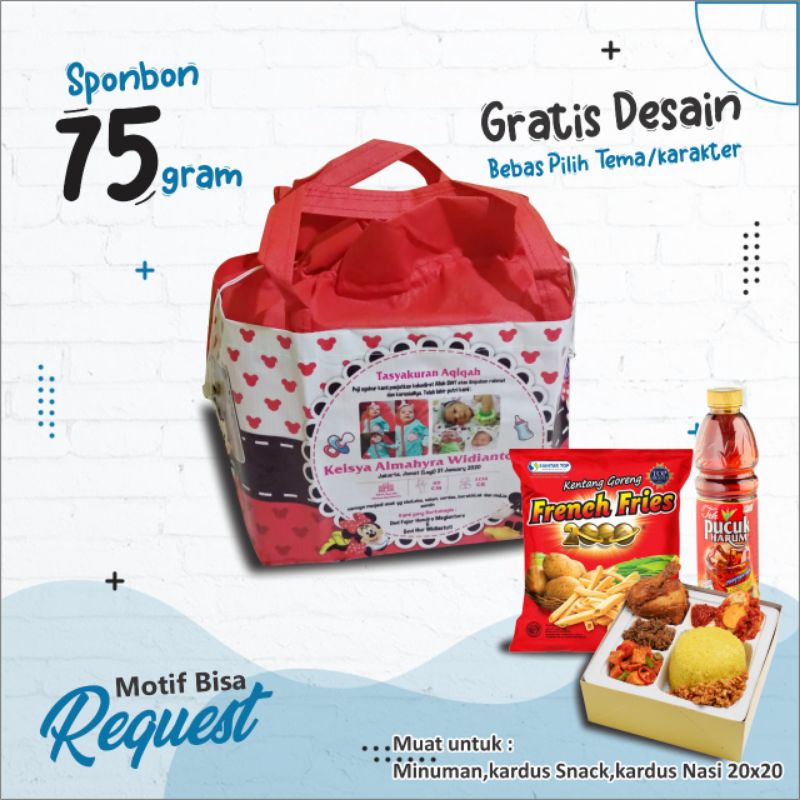 

Tas Ulang Tahun /Tas Aqiqah serut kotak nasi 20x20