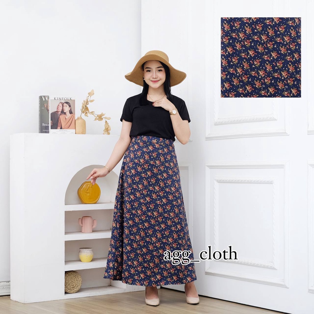 Floral Skirt / A-line skirt/ Korean style/ Rok midi Rok bunga / KOREAN STYLE