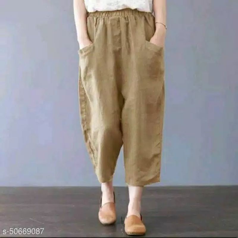 CELANA WANITA JUMBO PINGGANG KARET - SASHA CROP PANTS / CELANA KUREA TERBARU