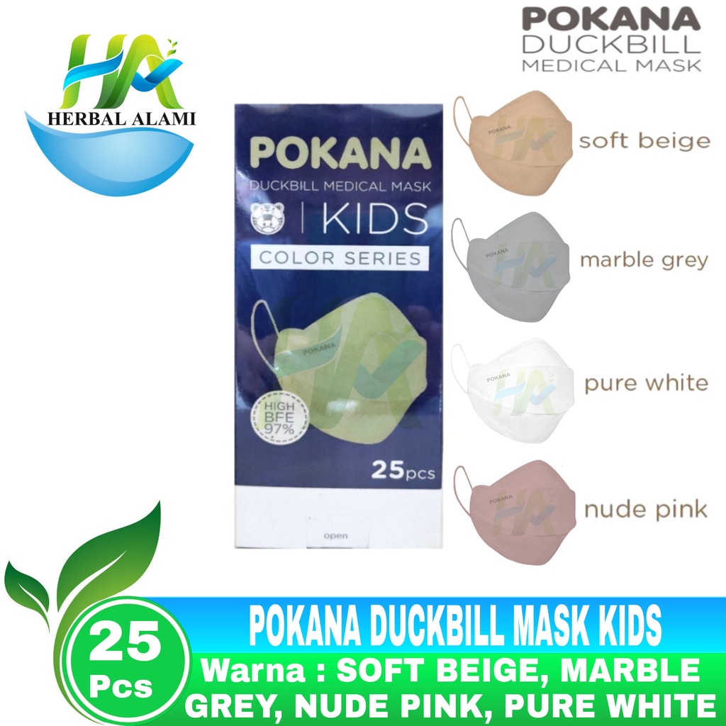 Masker Pokana Duckbill Kids Medical Mask isi 25 - Pokana Duckbill Anak