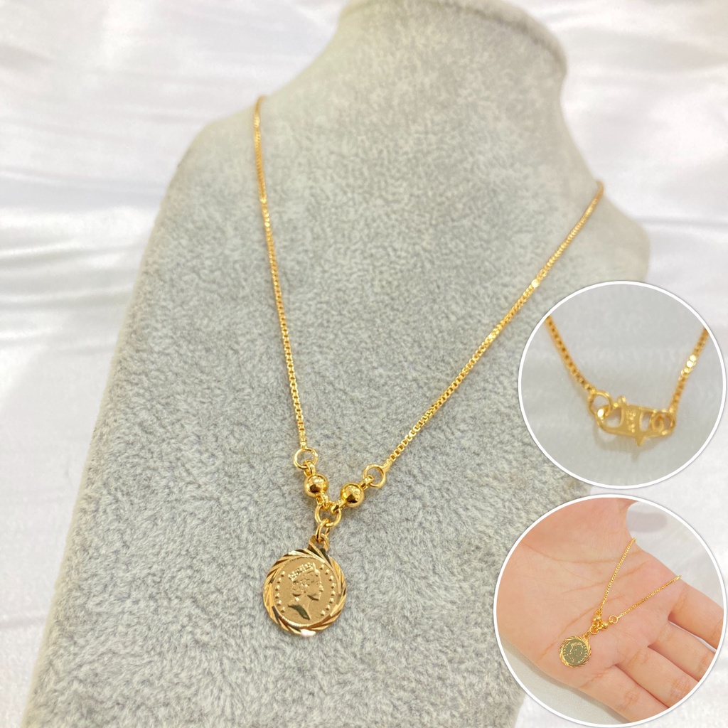 Kalung Wanita Lapis Emas Koin Permata Aksesoris Fashion Xuping noinacc