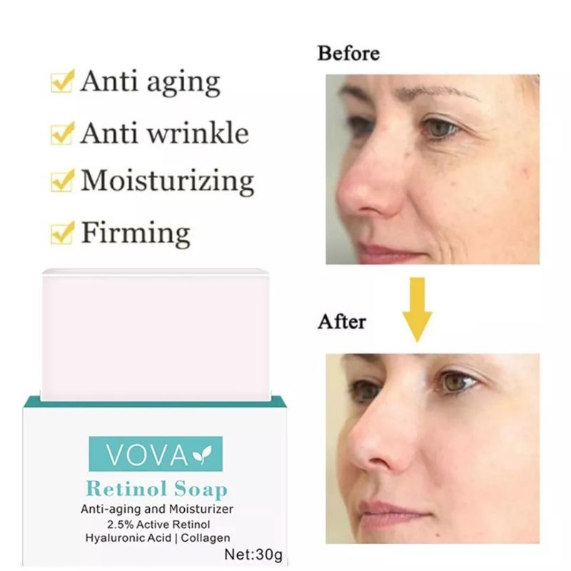 VOVA RETINOL SABUN WAJAH ANTI KERIPUT MENGECILKAN PORI-PORI PERAWATAN ANTI PENUAAN KOLLAGEN SABUN WAJAH WHITENING-30gr