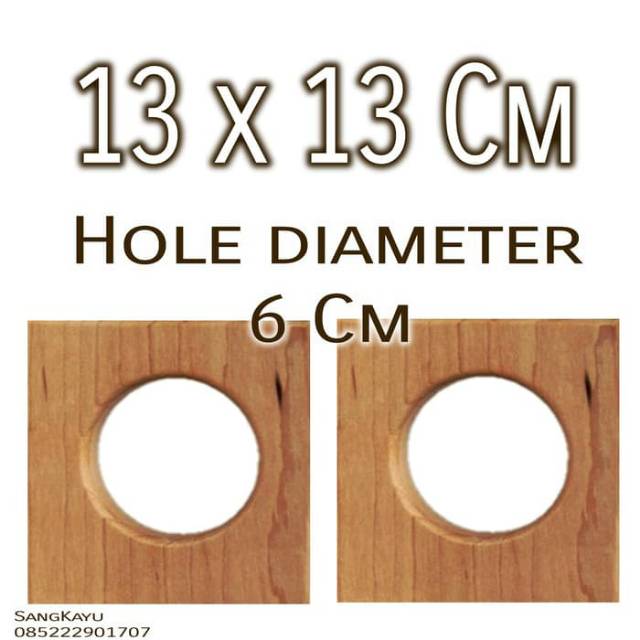 Wooden board 13x13, hole diameter 6 cm tatakan kayu Wooden Coaster