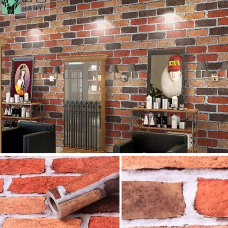 Wallpaper Sticker Dinding Batu Bata 3D