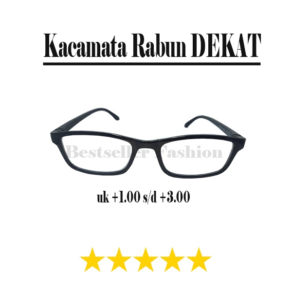 KACAMATA FULL PLUS PRIA DAN WANITA RABUN DEKAT UKURAN +1.00 S/D +3.00 FRAME HITAM NOCASE