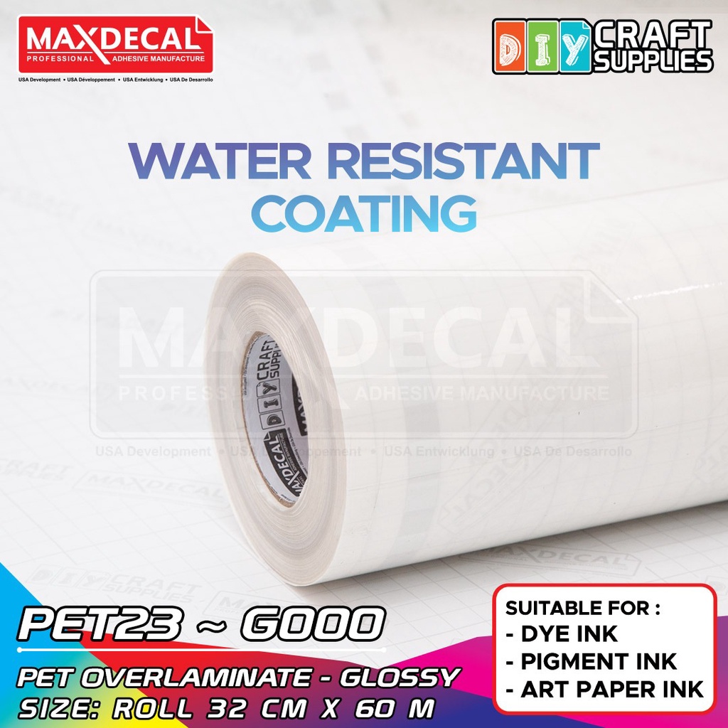 

MAXDECAL PET23 - G000 Stiker Laminasi Glossy PET Waterbase Adhesive A3