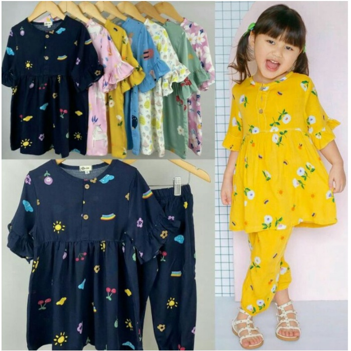 SET JASMINE SETELAN ANAK PEREMPUAN CEWEK KATUN RAYON SMILEE 1-5Thn CBKS