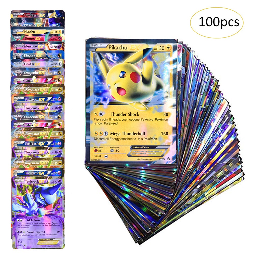 &lt; Tersedia &gt; 100pcs/box Kartu Pokemon Asli Mainan 100V MAX GX Battle Versi Inggris Kartu Charizard Pikachu Mainan Anak Dewasa Hadiah