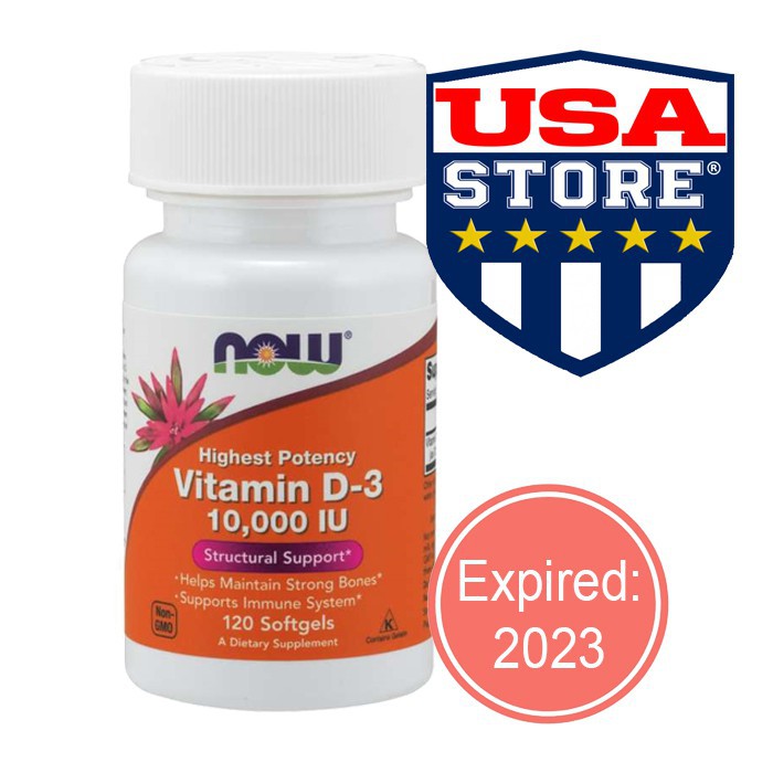 NOW FOODS VITAMIN D3 10000 IU 120 SOFTGELS D-3 K-2 K2 FOOD