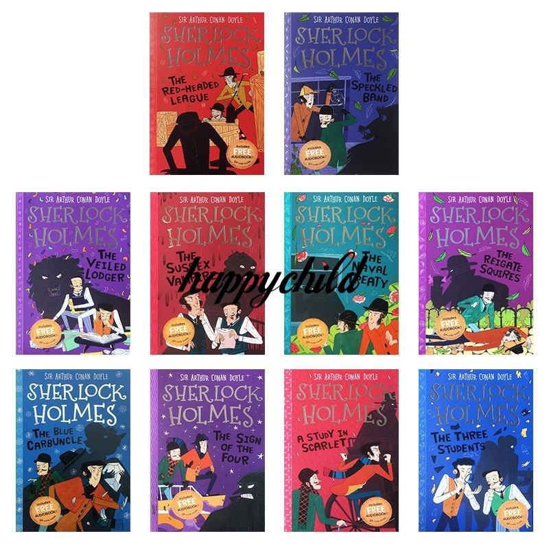 With audio sherlock holmes 10 books detective stories/set/buku anak/happychild