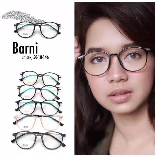 Frame kacamata bulat barni gagang besi + minus anti radiasi