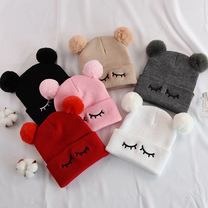 Topi Bayi Perempuan Rajut PomPom ; C 1357