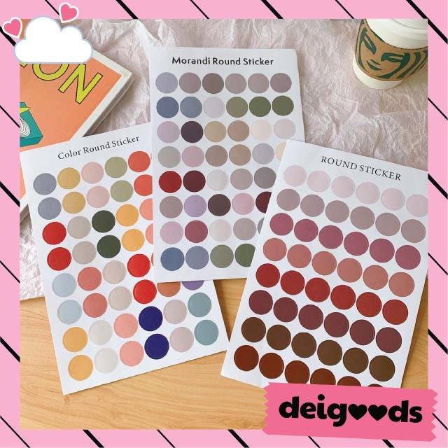 

DEIGOODS❤ Stiker Dot / bulat Morandi Dot Warna Bumi Gaya Korea Segel Foto Kartu scrapbook